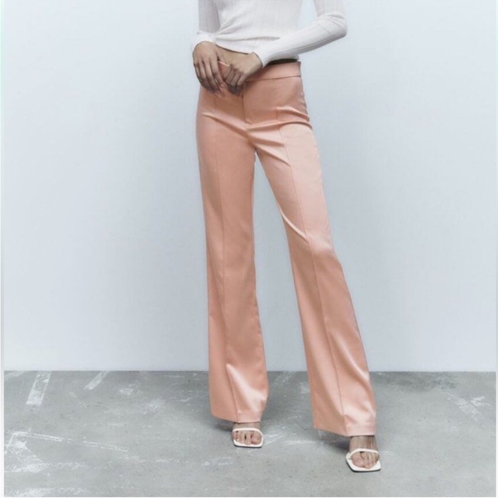 Zara Pale Pink Flare Trousers, S